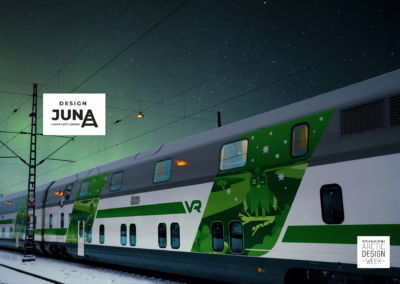 Design-juna matkaa Helsingistä Rovaniemelle maaliskuussa 